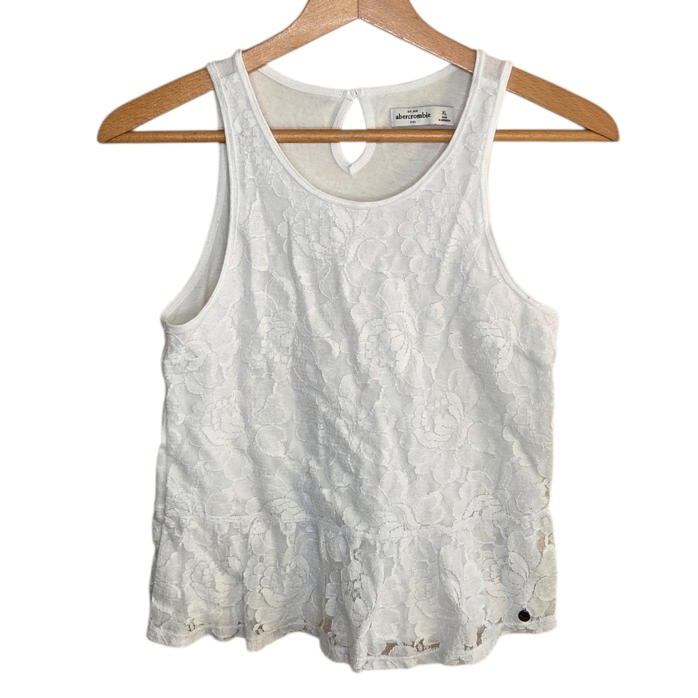 Y2K Abercrombie Kids | White Lace Peplum Tank Top Girls Size XL